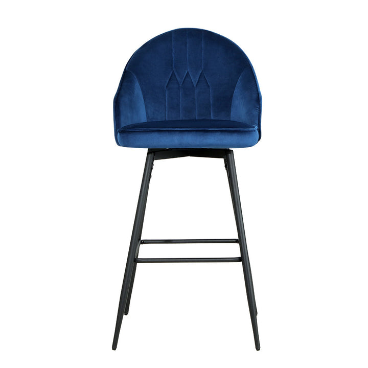 Bar Stools - Wilma Velvet Fabric Bar Stool (Set Of 2) Blue 72cm