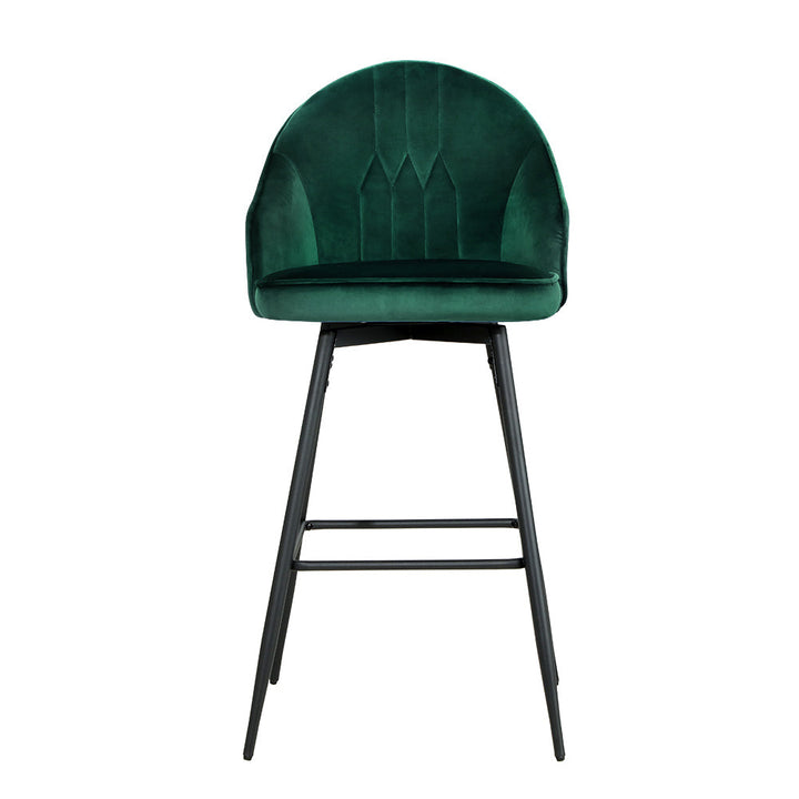 Bar Stools - Wilma Velvet Fabric Bar Stool (Set Of 2) Green 72cm