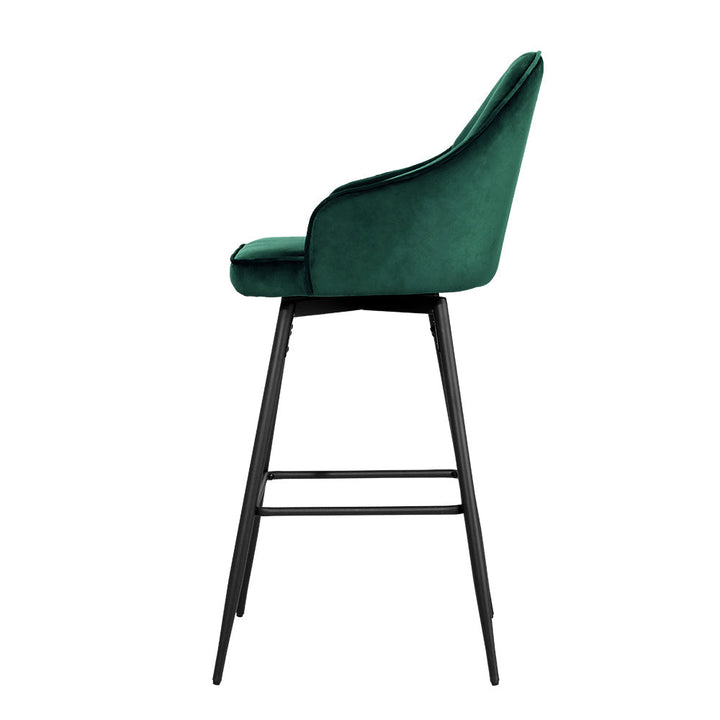 Bar Stools - Wilma Velvet Fabric Bar Stool (Set Of 2) Green 72cm