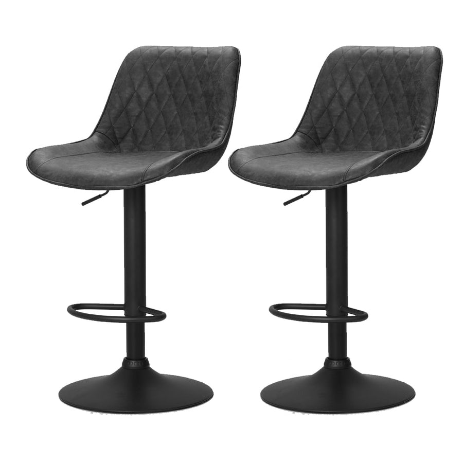 Bar Stools - James Leather Bar Stool Swivel (Set Of 2) Black