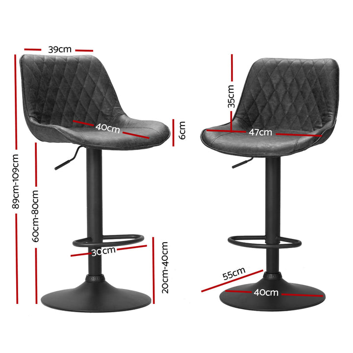 Bar Stools - James Leather Bar Stool Swivel (Set Of 2) Black