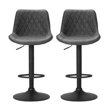Load image into Gallery viewer, Bar Stools - James Leather Bar Stool Swivel (Set Of 2) Black
