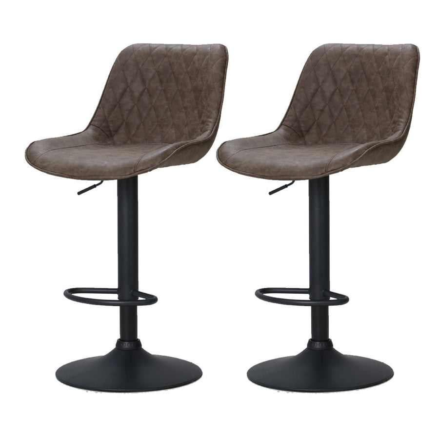 Bar Stools - James Leather Bar Stool Swivel (Set Of 2) Brown