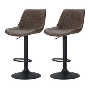 Bar Stools - James Leather Bar Stool Swivel (Set Of 2) Brown