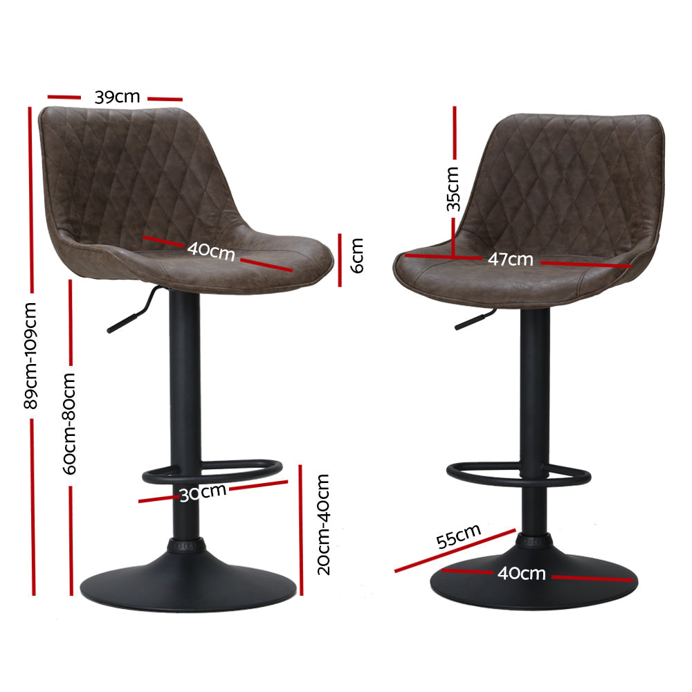 Bar Stools - James Leather Bar Stool Swivel (Set Of 2) Brown