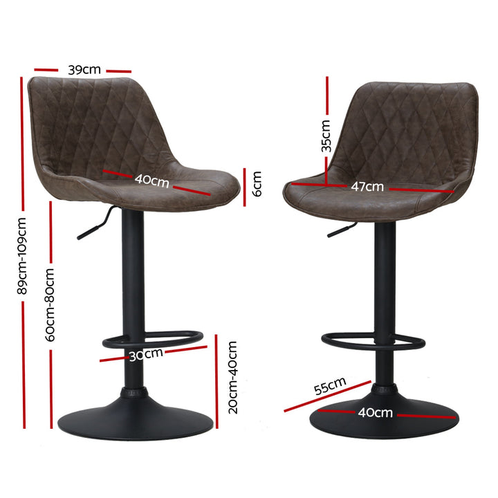 Bar Stools - James Leather Bar Stool Swivel (Set Of 2) Brown