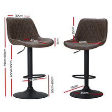 Load image into Gallery viewer, Bar Stools - James Leather Bar Stool Swivel (Set Of 2) Brown