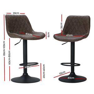 Bar Stools - James Leather Bar Stool Swivel (Set Of 2) Brown