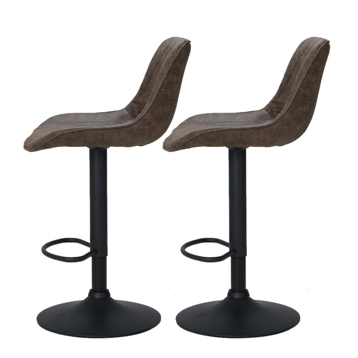 Bar Stools - James Leather Bar Stool Swivel (Set Of 2) Brown