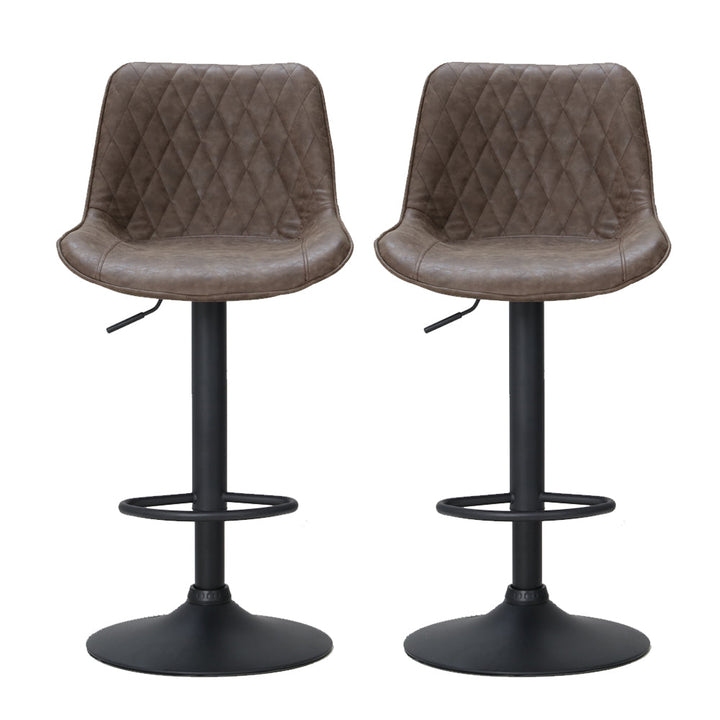 Bar Stools - James Leather Bar Stool Swivel (Set Of 2) Brown