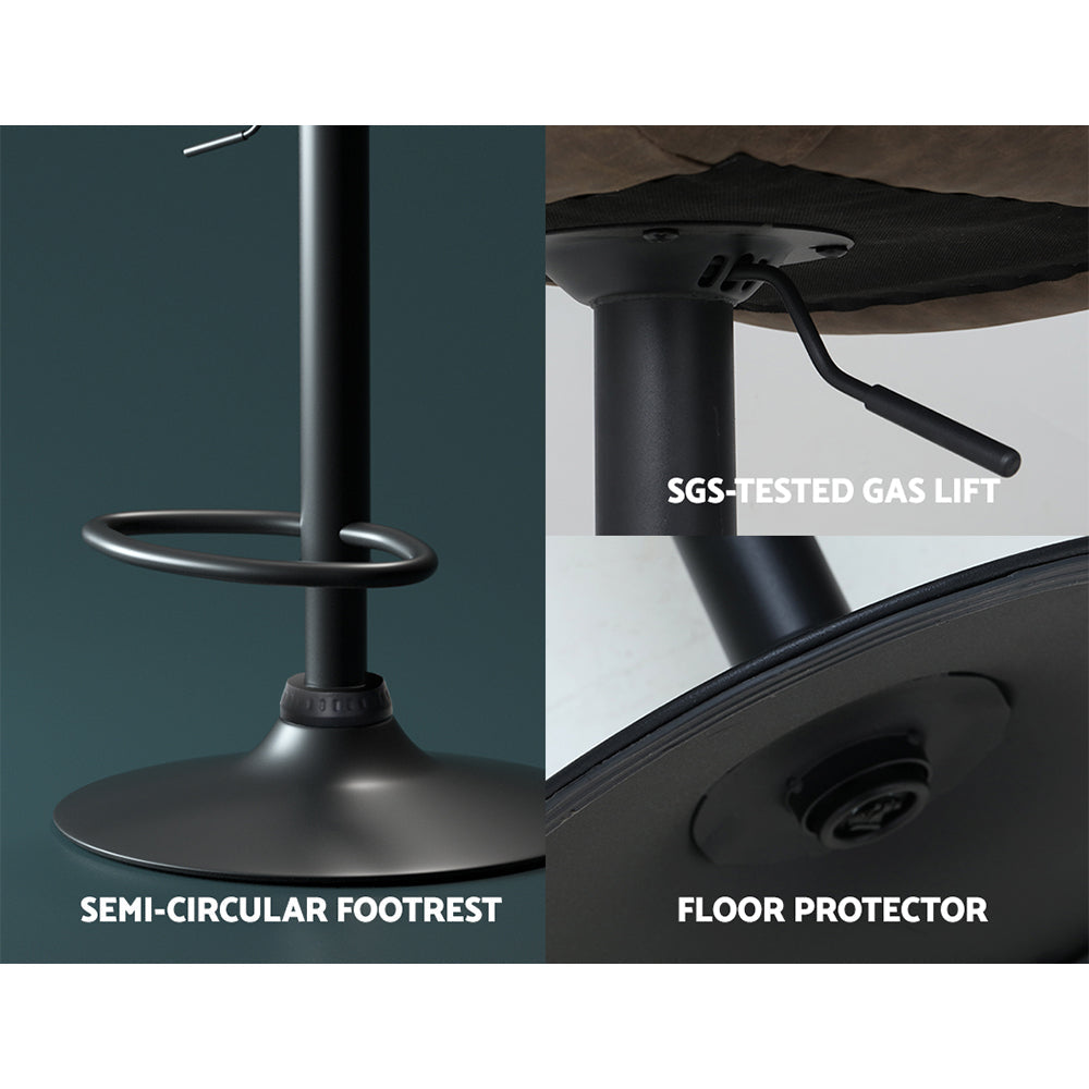 Bar Stools - James Leather Bar Stool Swivel (Set Of 2) Brown