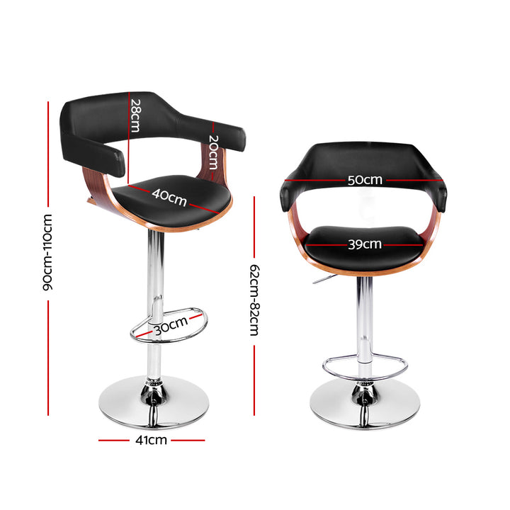 Donna Wooden Bar Stool Leather Swivel Black