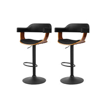 Load image into Gallery viewer, Donna Wooden Bar Stool Leather Swivel (Set of 2) Black Frame