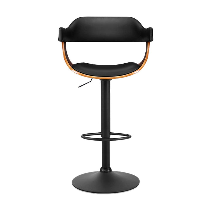 Donna Wooden Bar Stool Leather Swivel (Set of 2) Black Frame