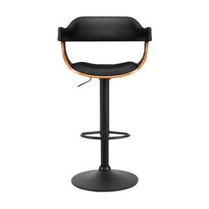 Donna Wooden Bar Stool Leather Swivel (Set of 2) Black Frame