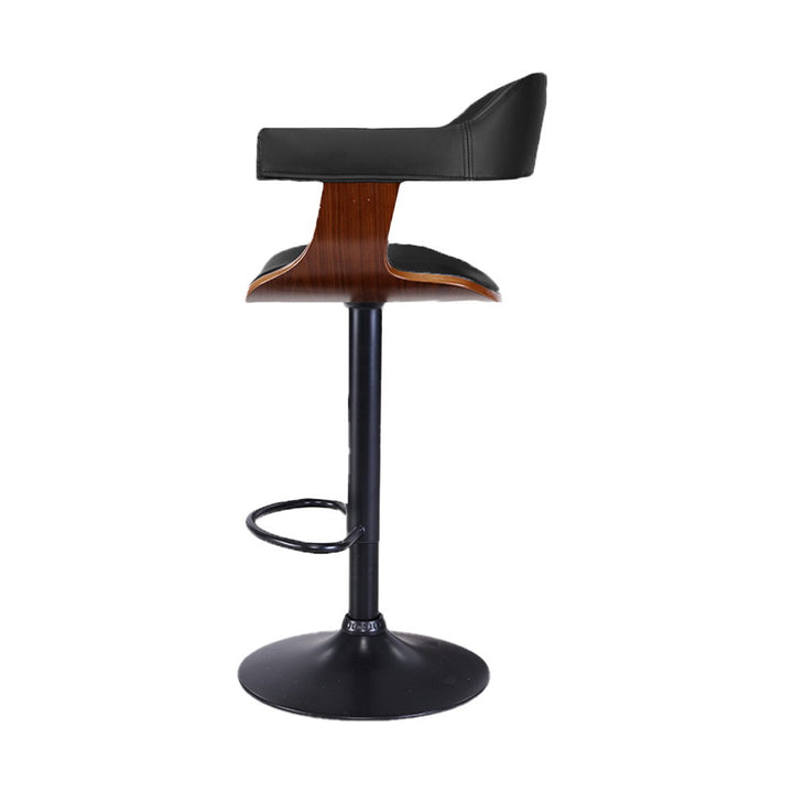 Donna Wooden Bar Stool Leather Swivel (Set of 2) Black Frame