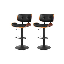 Load image into Gallery viewer, Morgan Leather Bar Stool Wooden Swivel (Set of 2) Black Frame