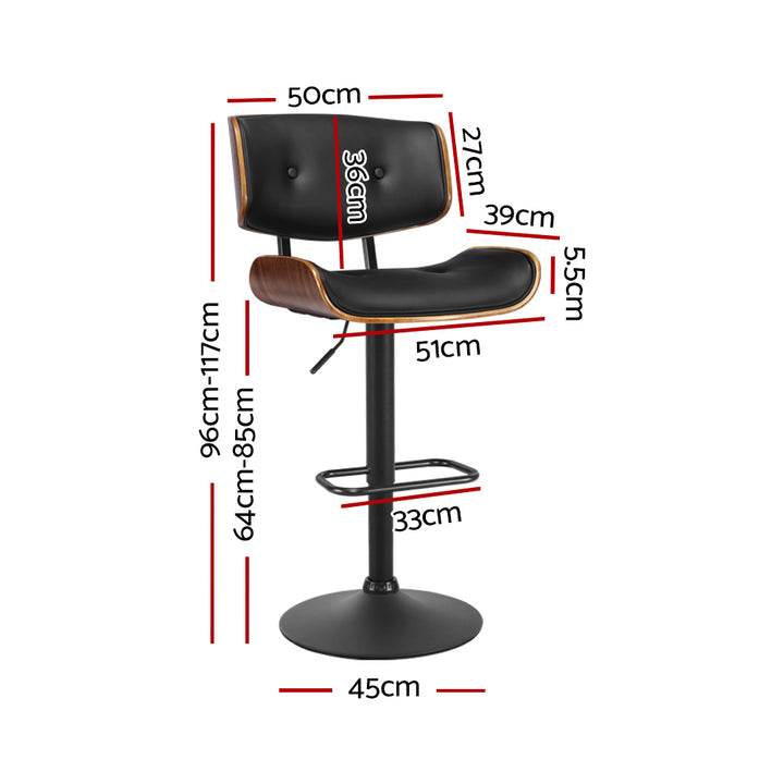 Morgan Leather Bar Stool Wooden Swivel (Set of 2) Black Frame