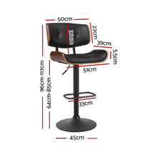 Load image into Gallery viewer, Morgan Leather Bar Stool Wooden Swivel (Set of 2) Black Frame