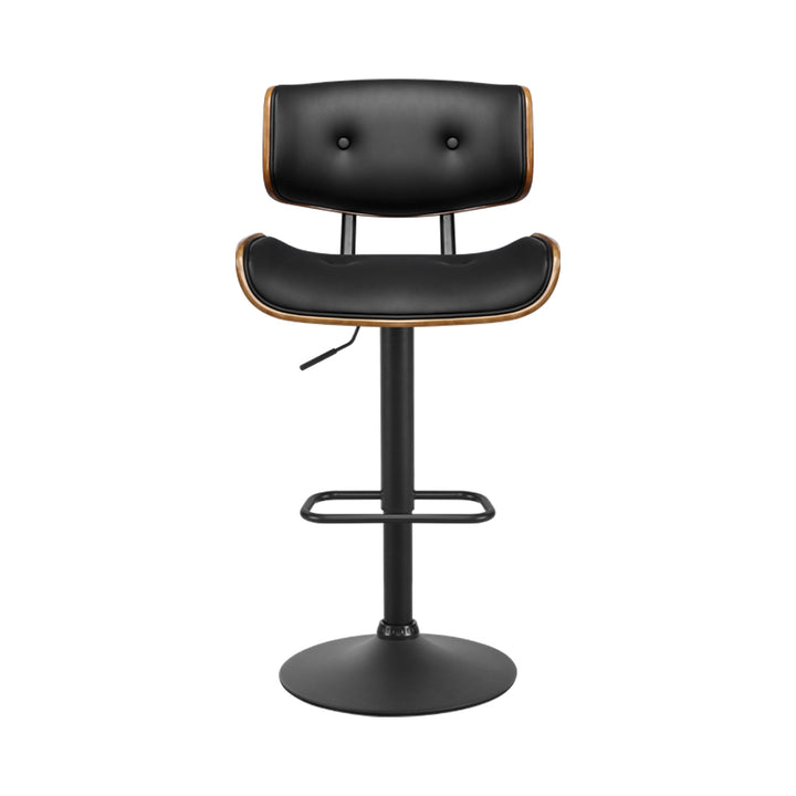 Morgan Leather Bar Stool Wooden Swivel (Set of 2) Black Frame