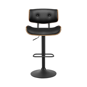 Morgan Leather Bar Stool Wooden Swivel (Set of 2) Black Frame