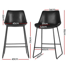 Load image into Gallery viewer, Bar Stools - Winston Leather Bar Stool (Set Of 2) Black 70cm