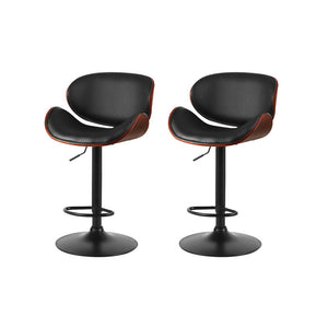Jaycee Leather Bar Stool Swivel (Set of 2) Black Frame