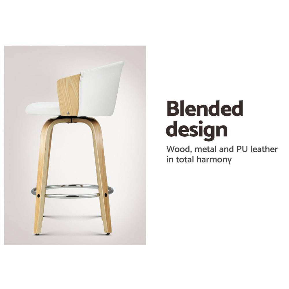 Bar Stools - Taila Leather Counter Stool (Set Of 2) White 66cm