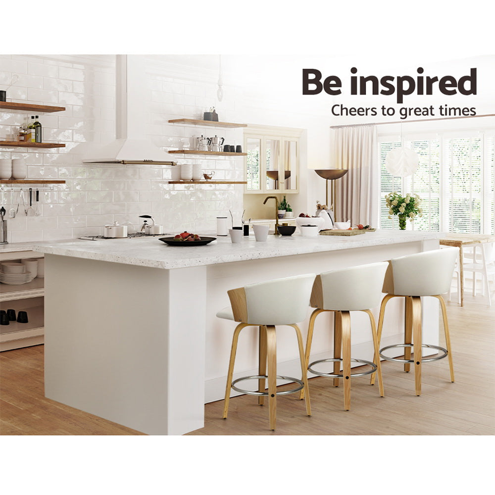 Bar Stools - Taila Leather Counter Stool (Set Of 2) White 66cm