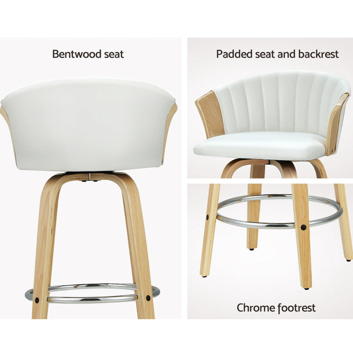Bar Stools - Taila Leather Counter Stool (Set Of 2) White 66cm