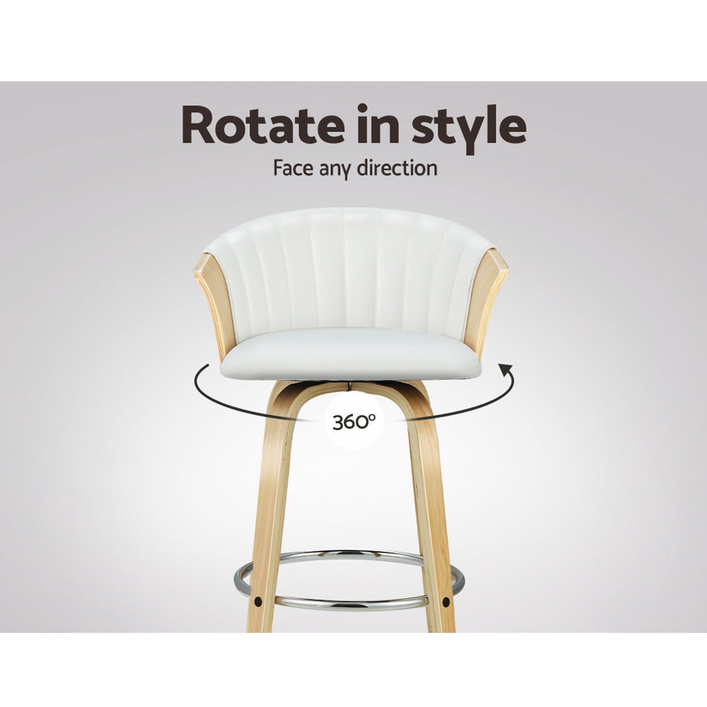 Bar Stools - Taila Leather Counter Stool (Set Of 2) White 66cm