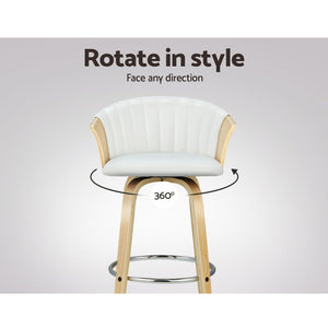 Bar Stools - Taila Leather Counter Stool (Set Of 2) White 66cm