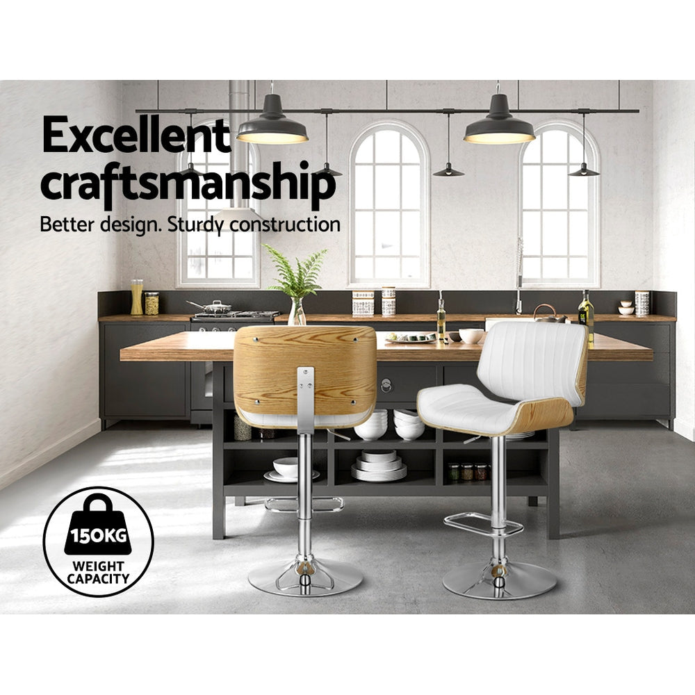 Bar Stools - Marlie Leather Bar Stool Swivel White