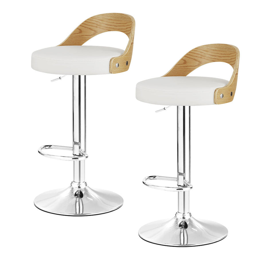 Bar Stools - Oliver Leather Bar Stool Swivel (Set Of 2) White