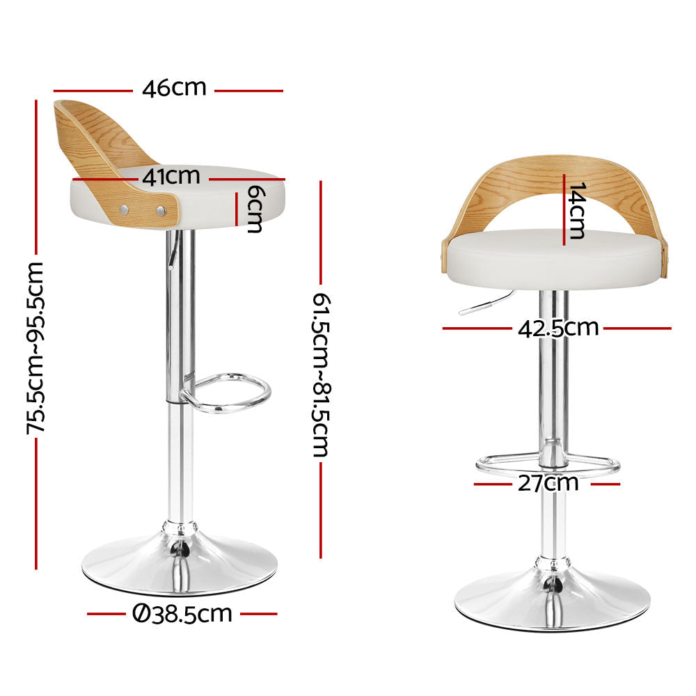 Bar Stools - Oliver Leather Bar Stool Swivel (Set Of 2) White