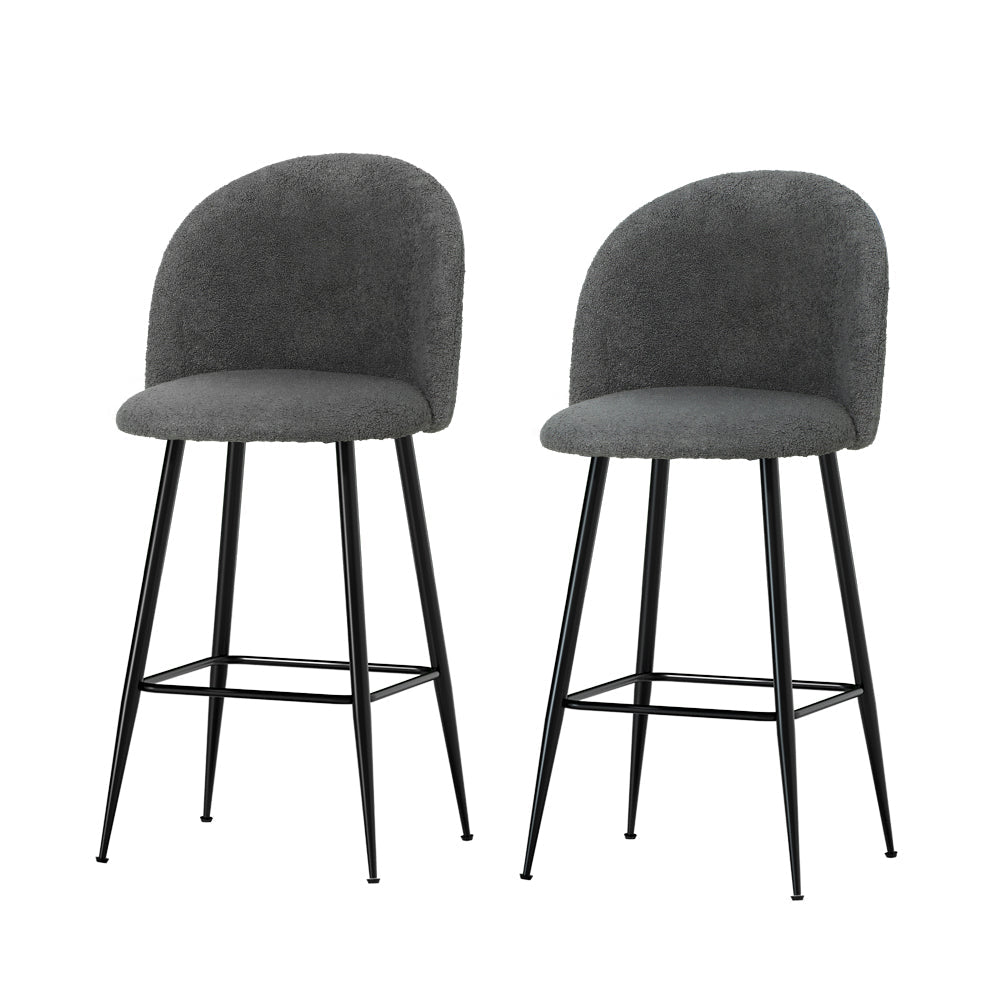 Bar Stools - Ashley Fabric Counter Stool (Set Of 2) Charcoal 66cm