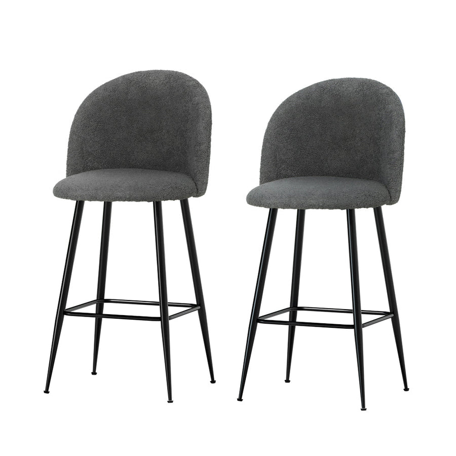 Bar Stools - Ashley Fabric Counter Stool (Set Of 2) Charcoal 66cm