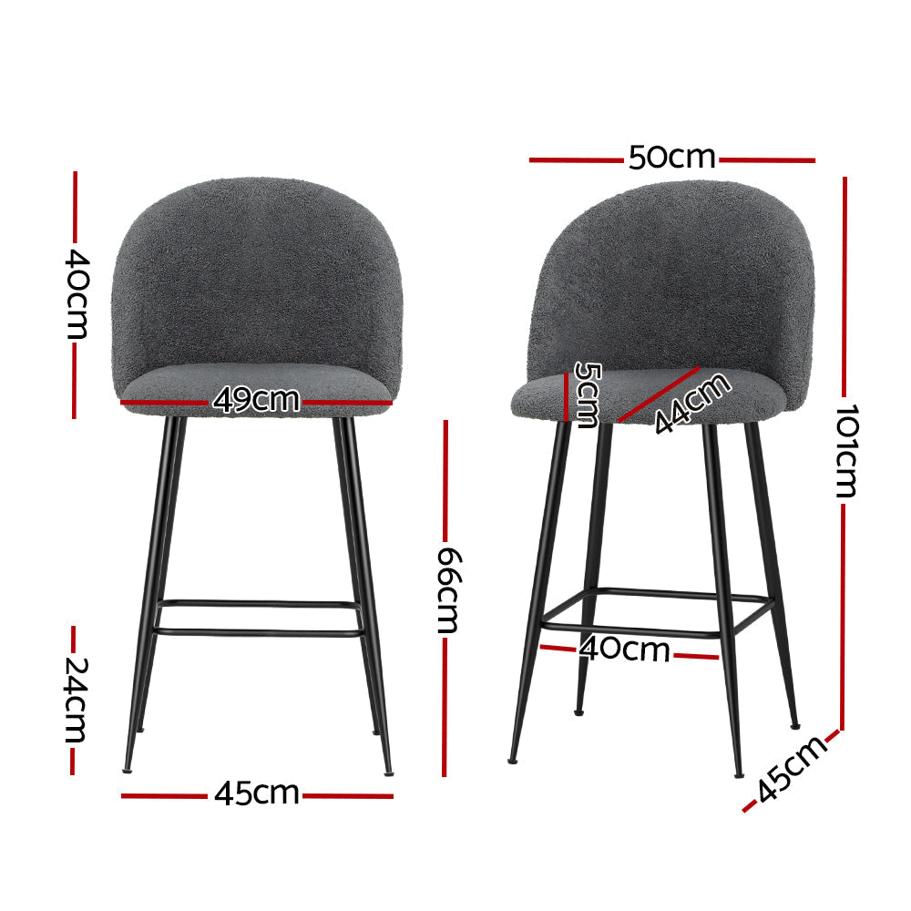 Bar Stools - Ashley Fabric Counter Stool (Set Of 2) Charcoal 66cm