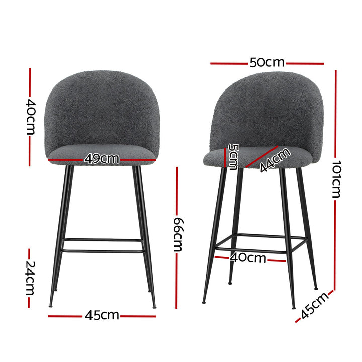 Bar Stools - Ashley Fabric Counter Stool (Set Of 2) Charcoal 66cm