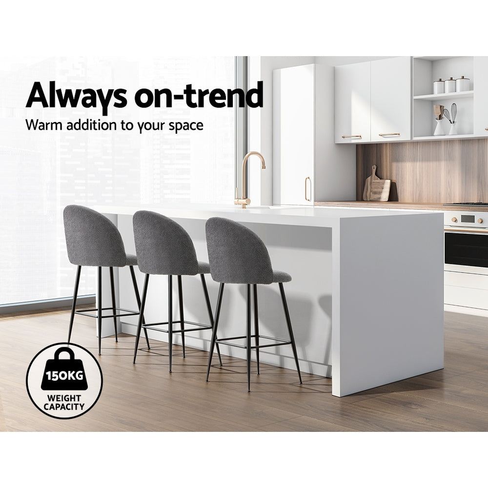 Bar Stools - Ashley Fabric Counter Stool (Set Of 2) Charcoal 66cm