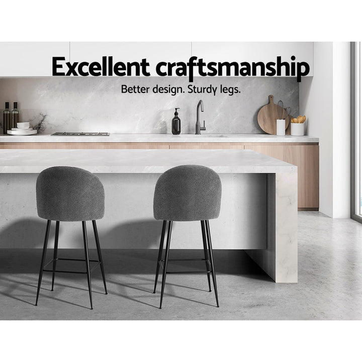 Bar Stools - Ashley Fabric Counter Stool (Set Of 2) Charcoal 66cm