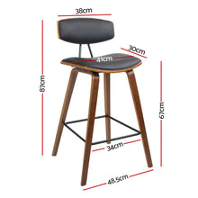 Load image into Gallery viewer, Bar Stools - Garth Wooden Counter Stool Leather (Set Of 2) Black 67cm