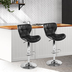 Ruby Leather Bar Stool Swivel (Set of 2) Black