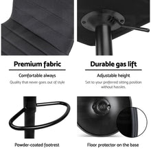 Load image into Gallery viewer, Vanessa Fabric Bar Stool Swivel (Set of 2) Black