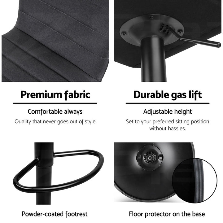 Vanessa Fabric Bar Stool Swivel (Set of 4) Black