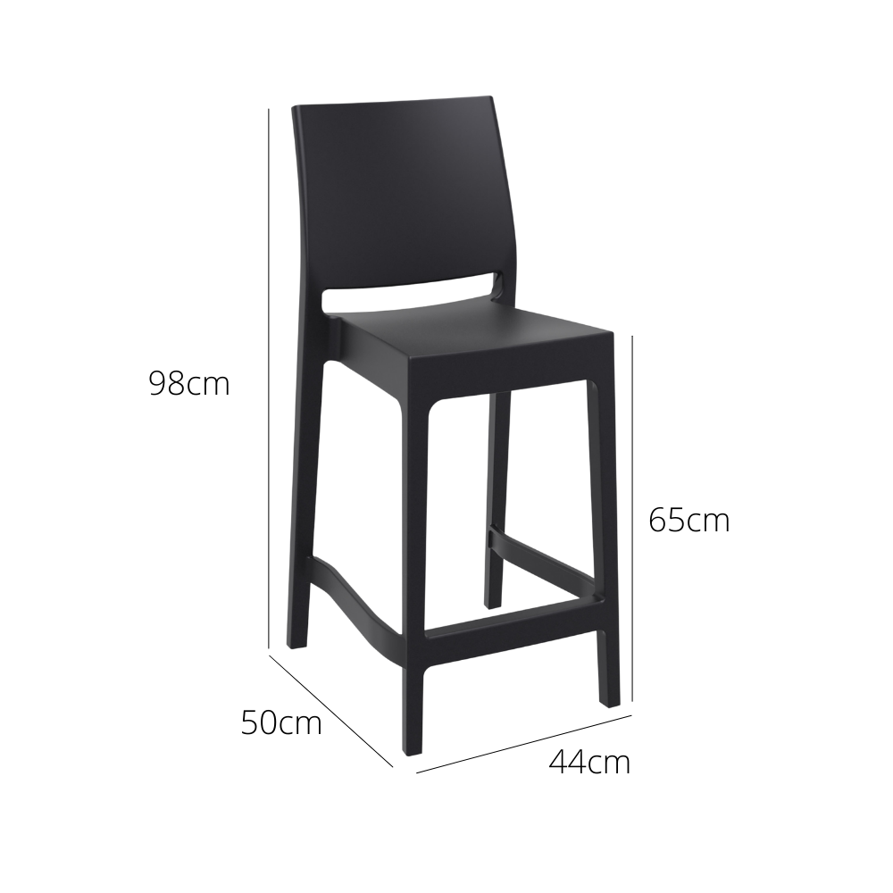 Outdoor Bar Stools - Canyon Outdoor Counter Stool Black 65cm