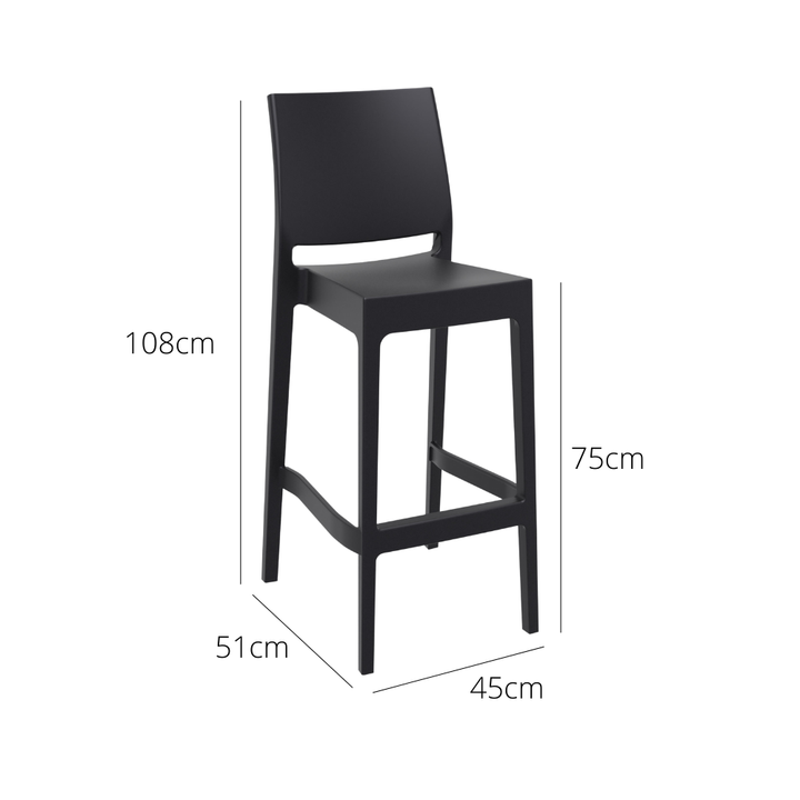 Outdoor Bar Stools - Canyon Outdoor Bar Stool Black 75cm