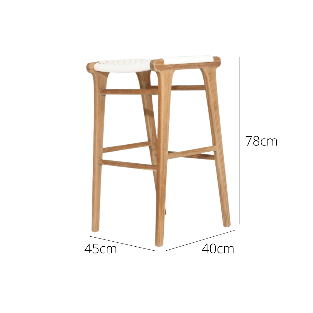 Bar Stools - Kai Wooden Bar Stool Backless White 75cm