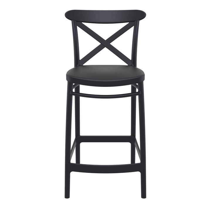 Outdoor Bar Stools - Cruz Outdoor Counter Stool Black 65cm