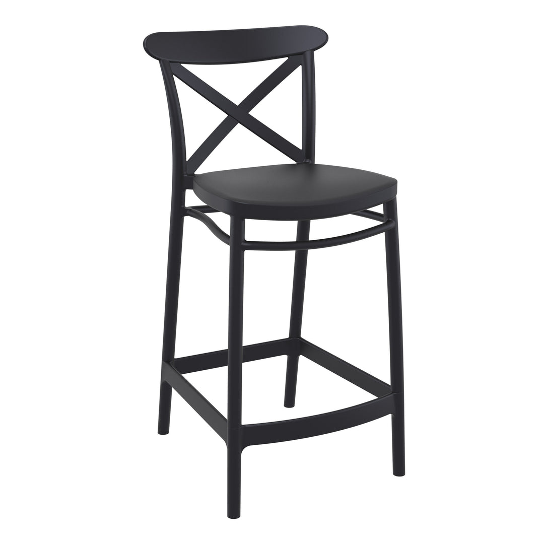 Outdoor Bar Stools - Cruz Outdoor Counter Stool Black 65cm